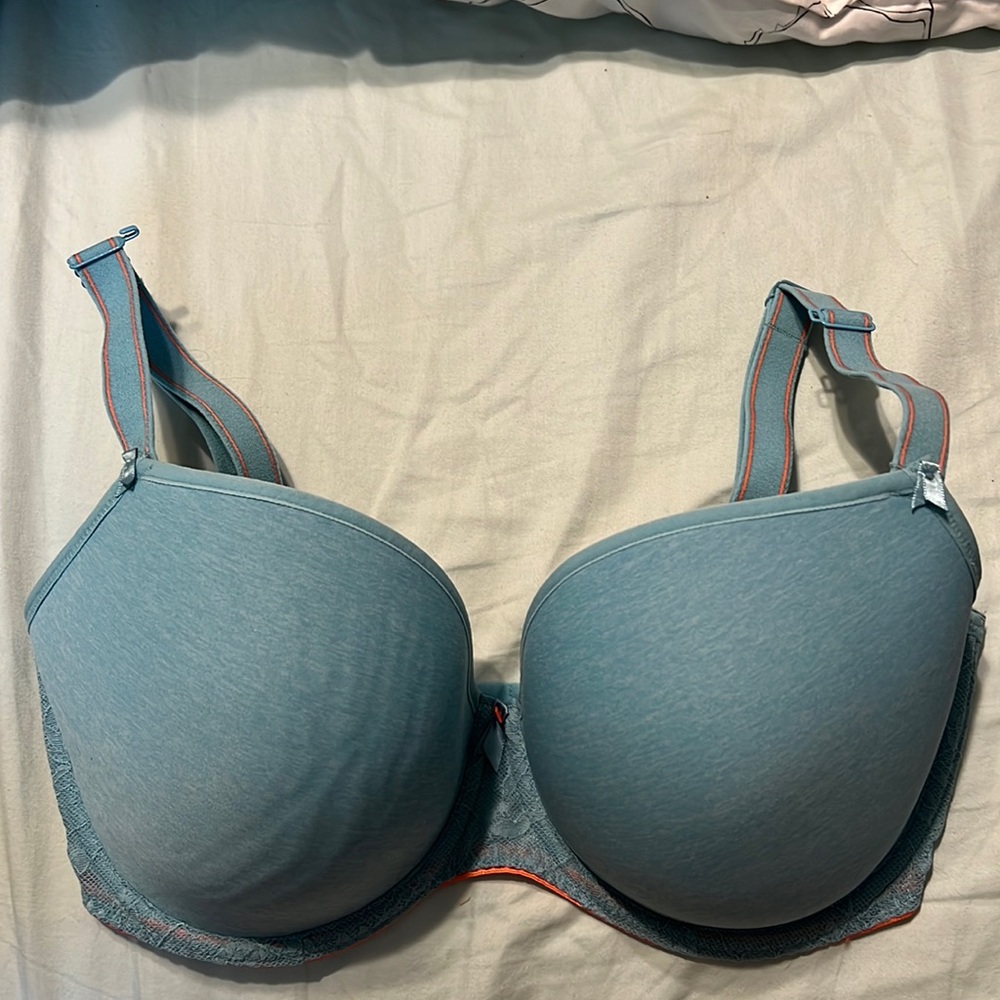 light blue and coral bra, freya, 32J, never worn